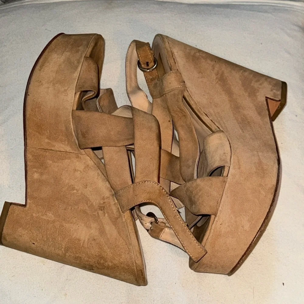 Dolce Vita camel tan suede platform heels straps sling‎ back Sz 9